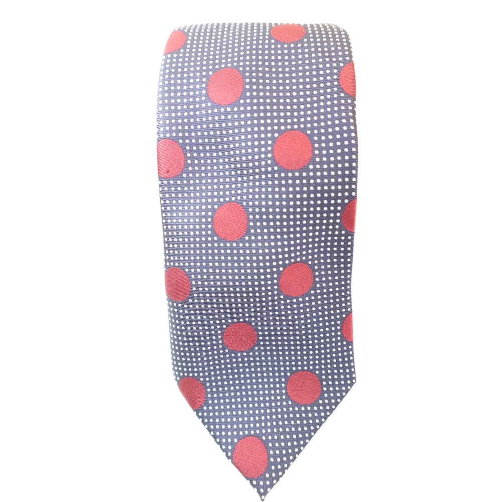 Twenty Dollar Tie Navy Red Polka Dot‎ Silk Necktie Bold Modern Retro Style